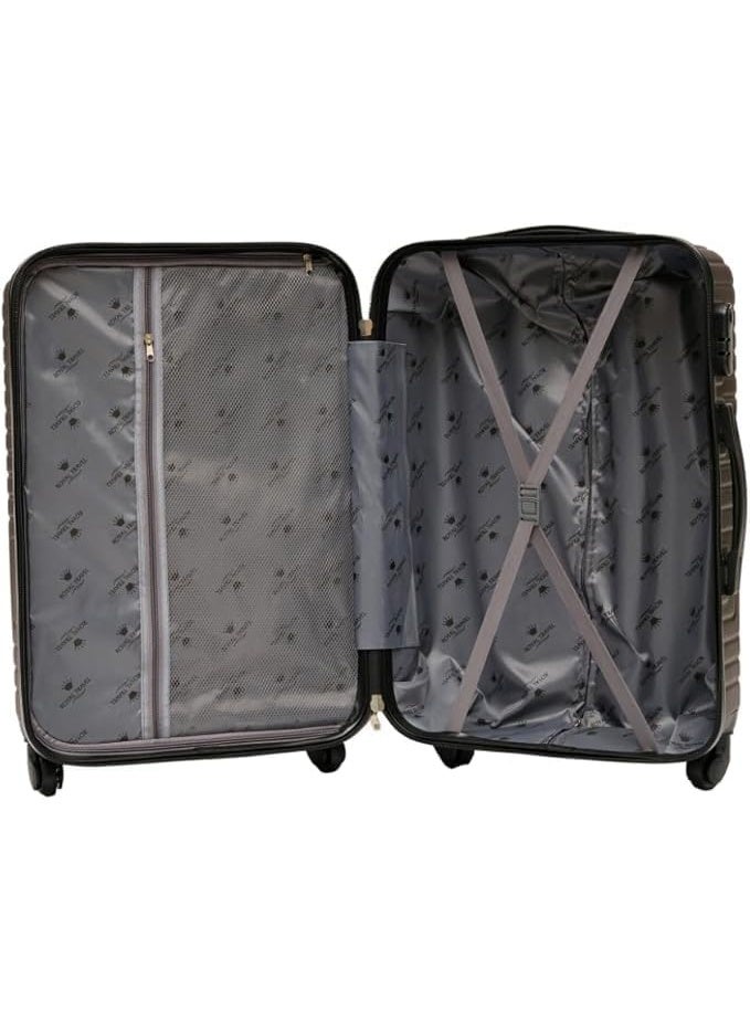 32-Inch Royal Grid Design Hardshell Trolley Bag, Lightweight ABS Travel Suitcase with 360° Spinner Wheels & Secure Lock, Coffee - Image 2
